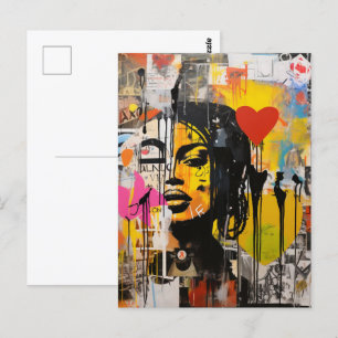 Valentine Graffiti Grunge Kunst, Dichtung und Musi Postkarte