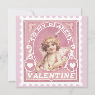 Valentine Greeting Cupid Pink Briefmarke Valentins Feiertagskarte