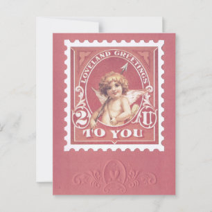 Valentine Greetings Cupid Red Briefmarke Postkarte