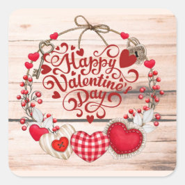 Valentine Greetings Quadratischer Aufkleber