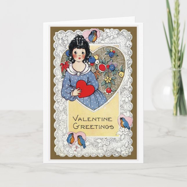 "Valentine Greetings" Vintag Feiertagskarte (Vorderseite)