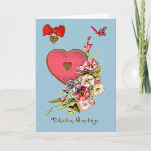 Valentine Greetings with Hearts and Blume Card Feiertagskarte