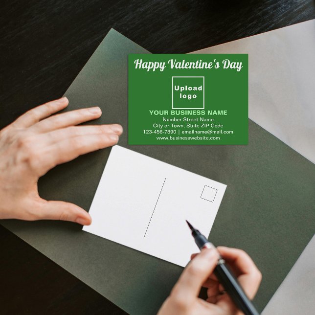 Valentine Gruß auf grüner Postkarte (Business brand with Valentine greeting on green postcard to advertise your business.)