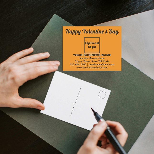 Valentine Gruß auf Orange Color Postkarte (Business brand with Valentine greeting on orange color postcard to advertise your business.)