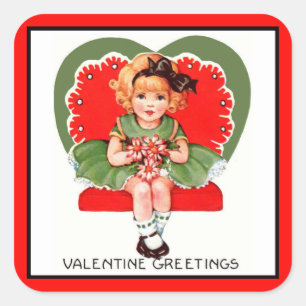 Valentine Grußsticker Quadratischer Aufkleber