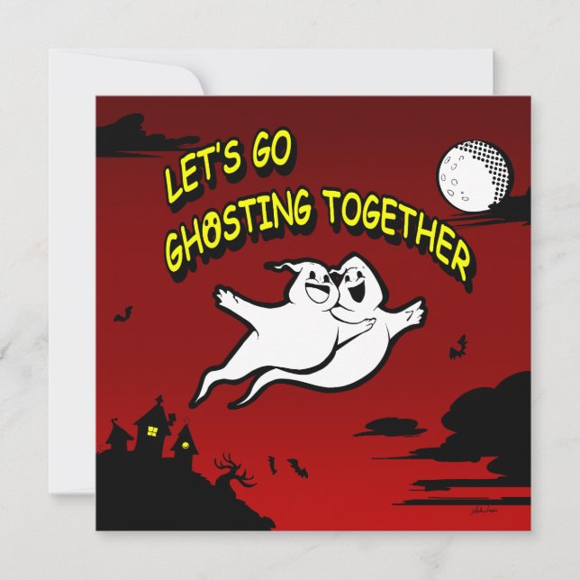 Valentine Halloween Ghosting Save the Date Card (Vorderseite)