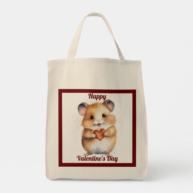 Valentine Hamster mit Herz-Tote-Beutel Tragetasche (Rückseite)