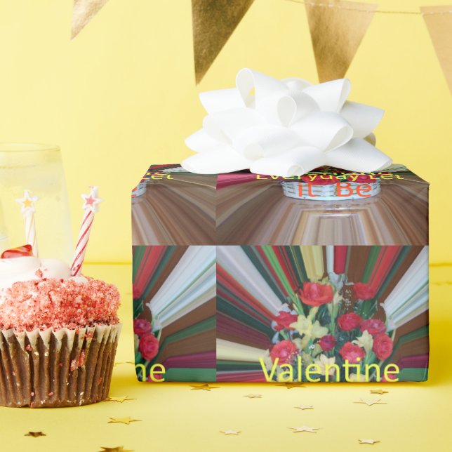 Valentine Happy Valentine Niedlich Floral Text Des Geschenkpapier (Geburtstagsparty)