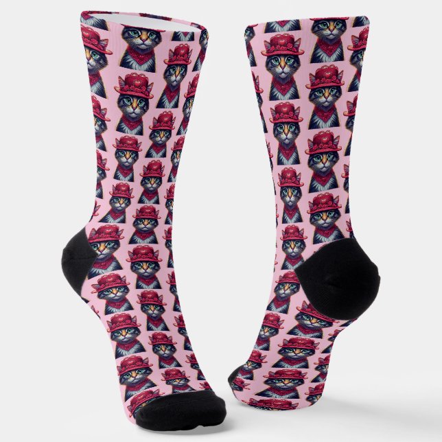 Valentine Hat Kitty Socken (Gewinkelt)