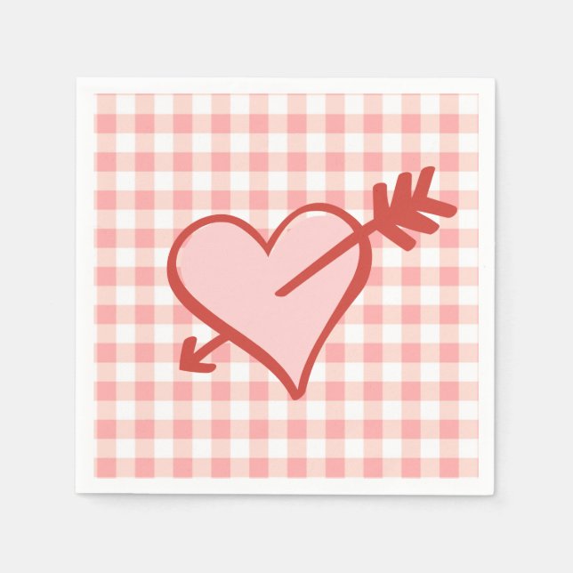Valentine Heart and Arrow Paper Plate Serviette (Vorderseite)