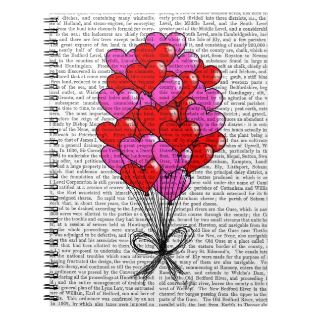 Valentine Heart Balloon Illustration Notizblock (Vorderseite)