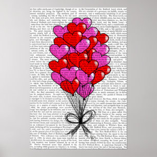 Valentine Heart Balloon Illustration Poster