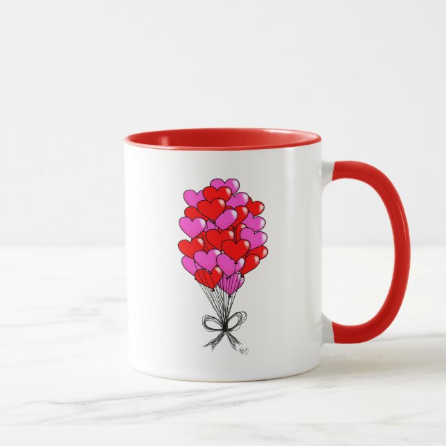 Valentine Heart Balloon Illustration Tasse (Rechts)