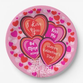 Valentine Heart Balloons Round Paper Party Teller
