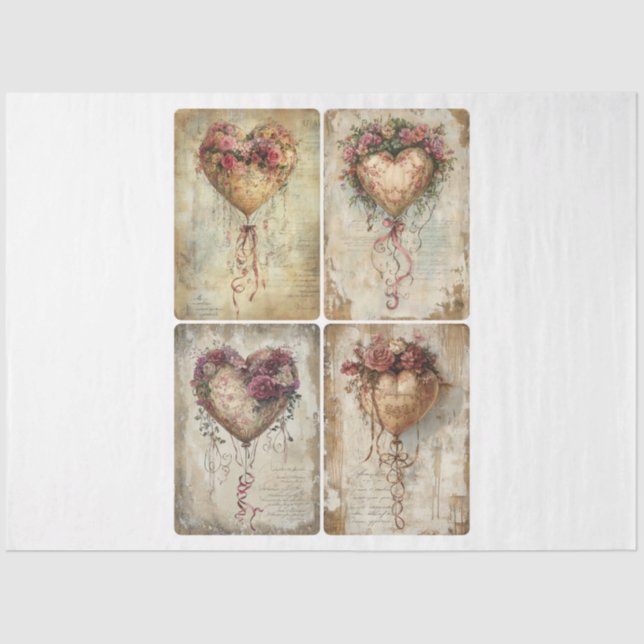 Valentine Heart Balloons Seidenpapier (Vorderseite)