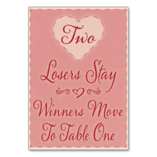 Valentine Heart Bunco Table Card #2 Tischnummer