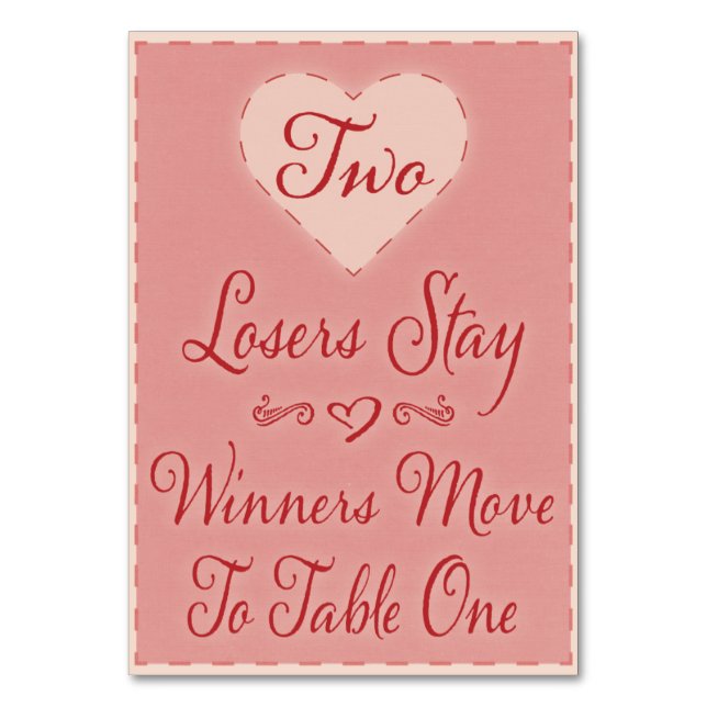 Valentine Heart Bunco Table Card #2 Tischnummer (Vorderseite)