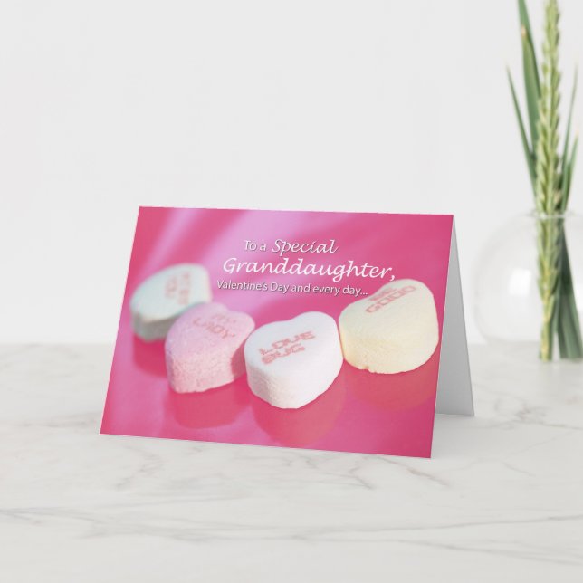 Valentine Heart Candy Grandtochter Feiertagskarte (Vorderseite)