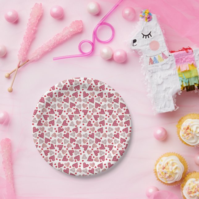 Valentine Heart Cookie Collage Pappteller (Party)