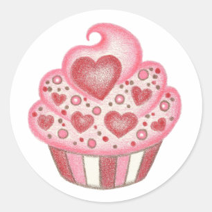 Valentine Heart Cupcake Aufkleber