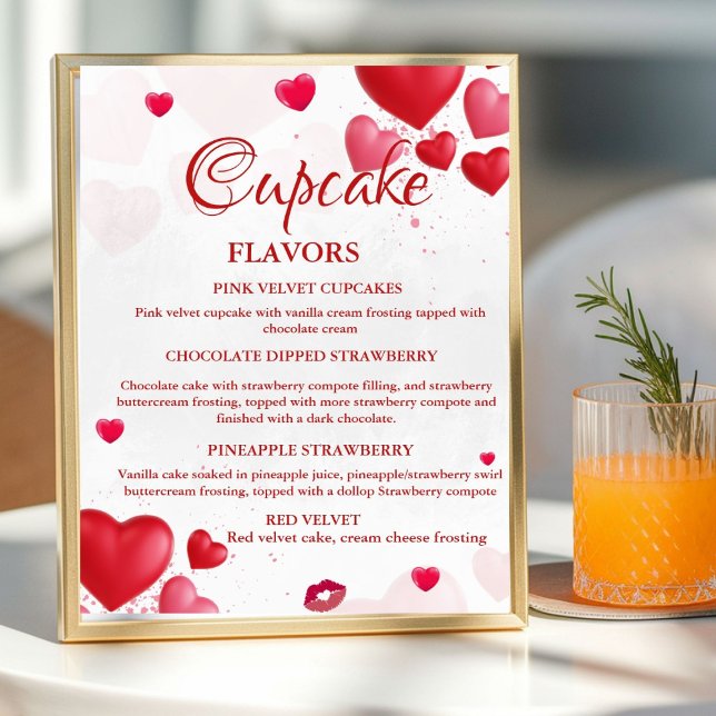 Valentine Heart Cupcake flavors sign Poster (Von Creator hochgeladen)