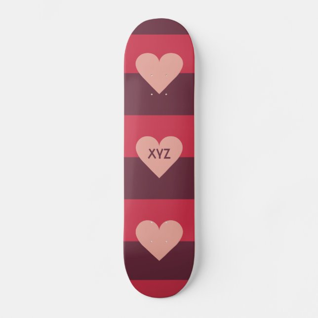 Valentine Heart Custom Monogram Skateboards (Vorderseite)