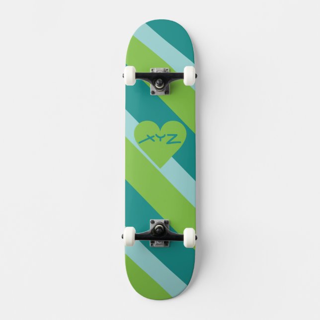 Valentine Heart Custom Monogram Skateboards (Vorderseite)