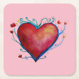 Valentine Heart Custom Square Untersetzer