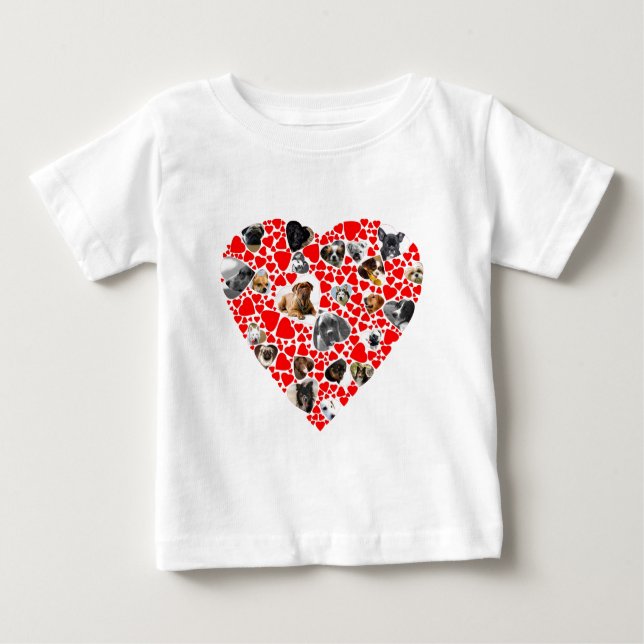 Valentine Heart Dog FotoCollage Baby T-shirt (Vorderseite)