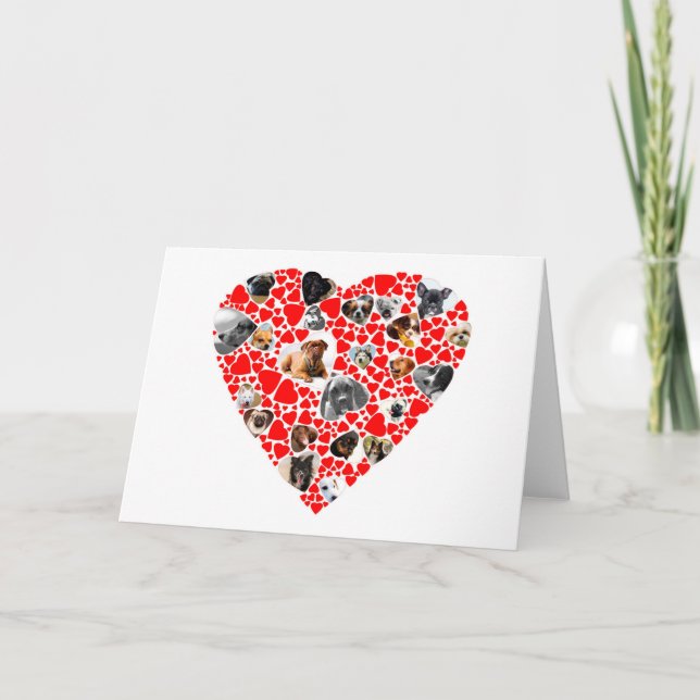 Valentine Heart Dog FotoCollage Feiertagskarte (Vorderseite)