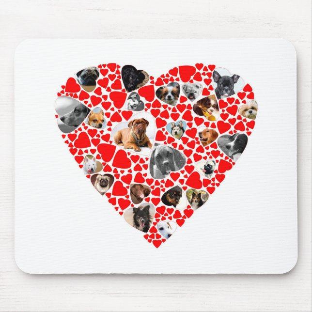 Valentine Heart Dog FotoCollage Mousepad (Vorne)