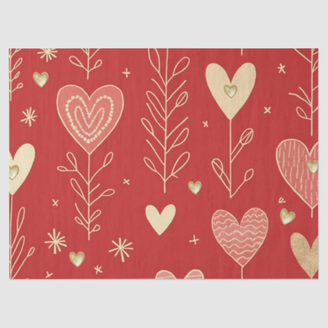 Valentine heart floral tissue paper seidenpapier (Vorderseite)