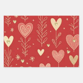 Valentine heart floral wrapping paper geschenkpapier set