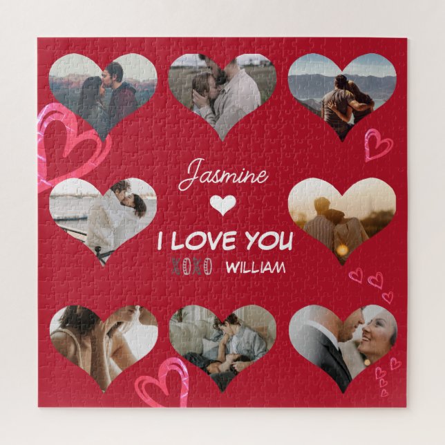 Valentine Heart Foto Collage XO I Liebe Sie Puzzle (Vertikal)