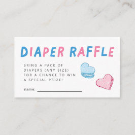 Valentine Heart Gender Reveal Diaper Raffle Ticket Begleitkarte