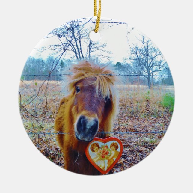 Valentine Heart Horse Keramik Ornament (Vorne)