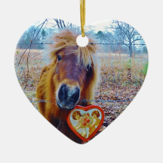 Valentine Heart Horse Keramik Ornament (Vorne)