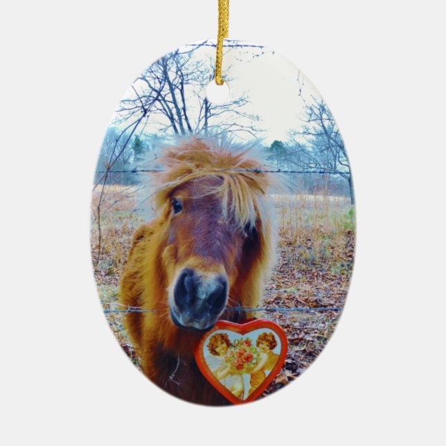 Valentine Heart Horse Keramikornament (Vorne)