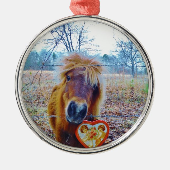 Valentine Heart Horse Ornament Aus Metall (Vorne)