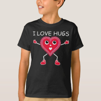 VALENTINE-HEART-I-LIEBE HUGS-Niedlich, Funny, RED T-Shirt
