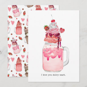 Valentine-Heart-Milchshake Ich-liebe-dich-Wortspie Karte