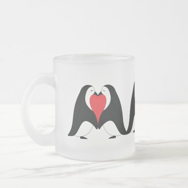 Valentine Heart Penguins Mattglastasse (Links)
