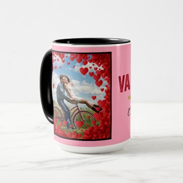 Valentine Heart Personalize FOTO TEMPLATE Geschenk Tasse (Vorderseite Links)