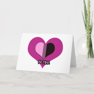 Valentine Heart Pink and Black Be Mine Karte