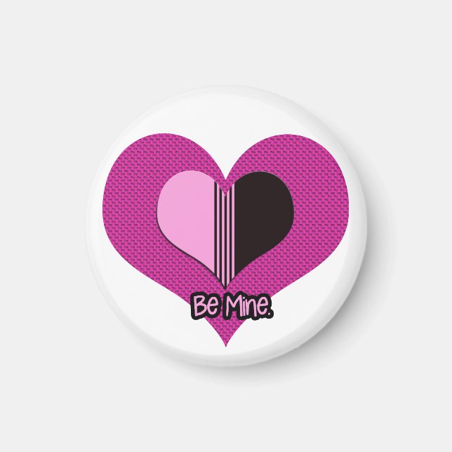 Valentine Heart Pink and Black Be Mine Magnet (Vorne)