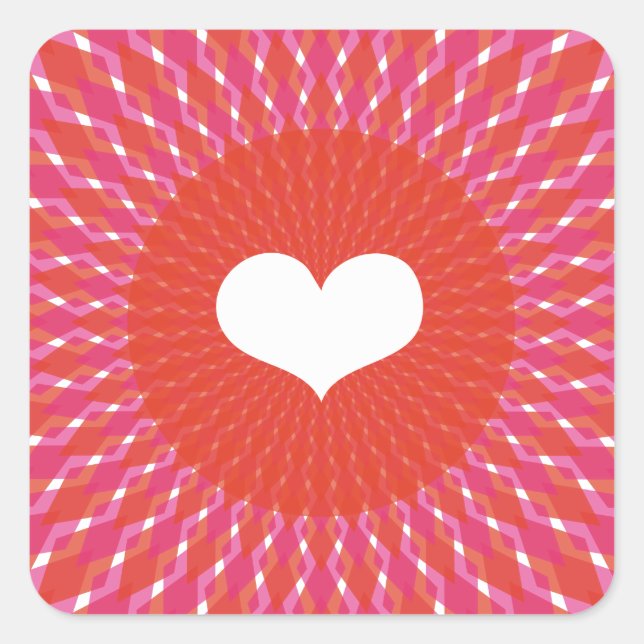 Valentine Heart Pop Quadratischer Aufkleber (Vorderseite)