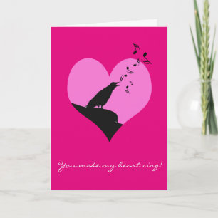 Valentine heart sentiment with singing crow feiertagskarte