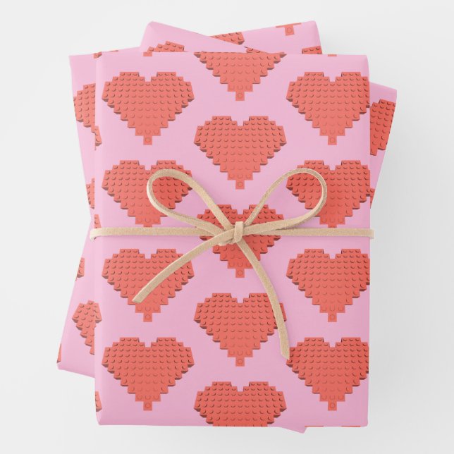 Valentine Heart Shape Pink Geschenkpapier Set (Beispiel)
