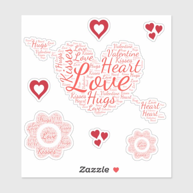 Valentine Heart Shapecloud Aufkleber (Blatt)