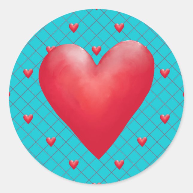 Valentine Heart Sticker, Sie passen sich an Runder Aufkleber (Vorderseite)